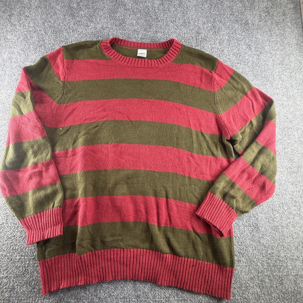 Nightmare on Elm Street Freddy Krueger Red Green Striped Sweater XL 0767
